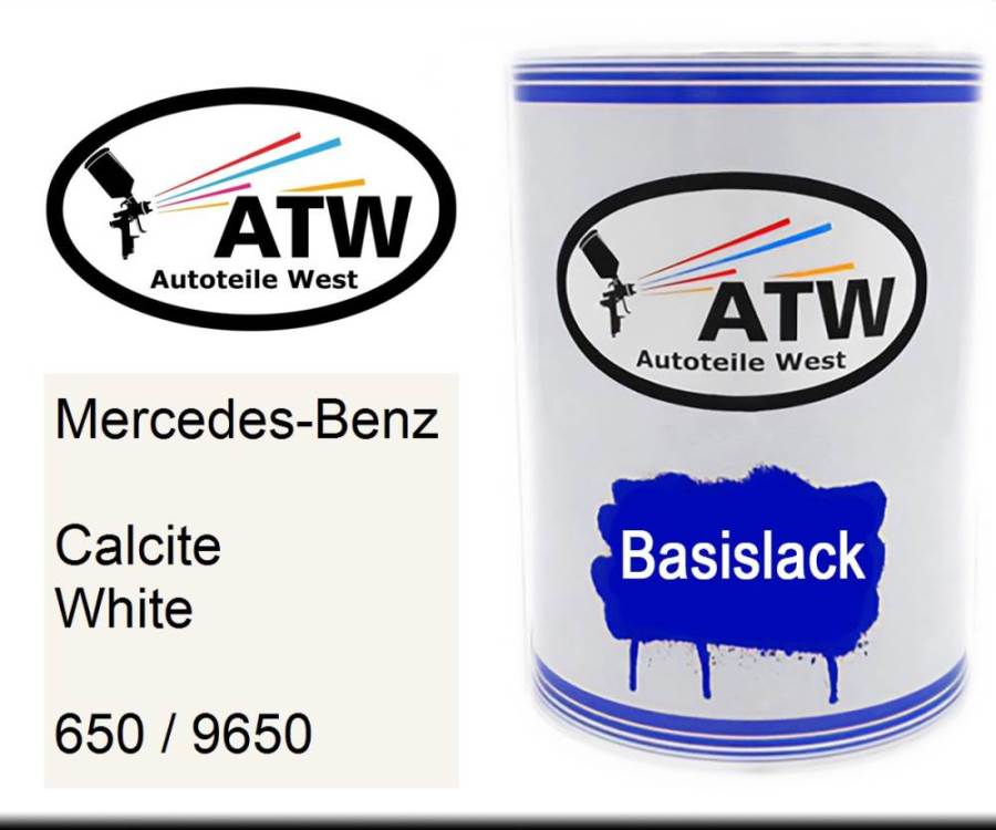 Mercedes-Benz, Calcite White, 650 / 9650: 500ml Lackdose, von ATW Autoteile West.